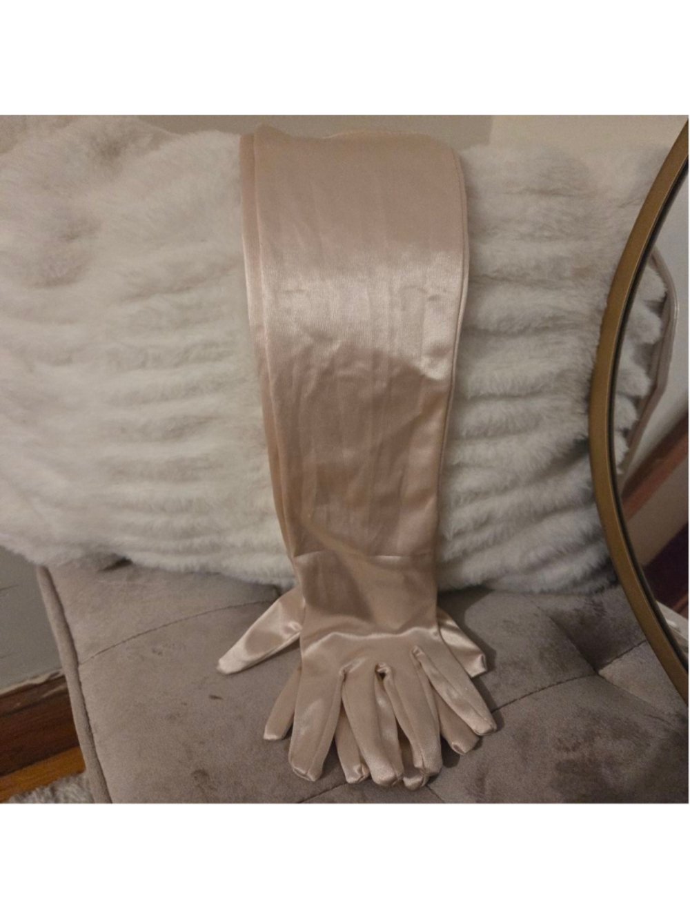 Women's Unbranded champagne Satin Opera Gloves One Size